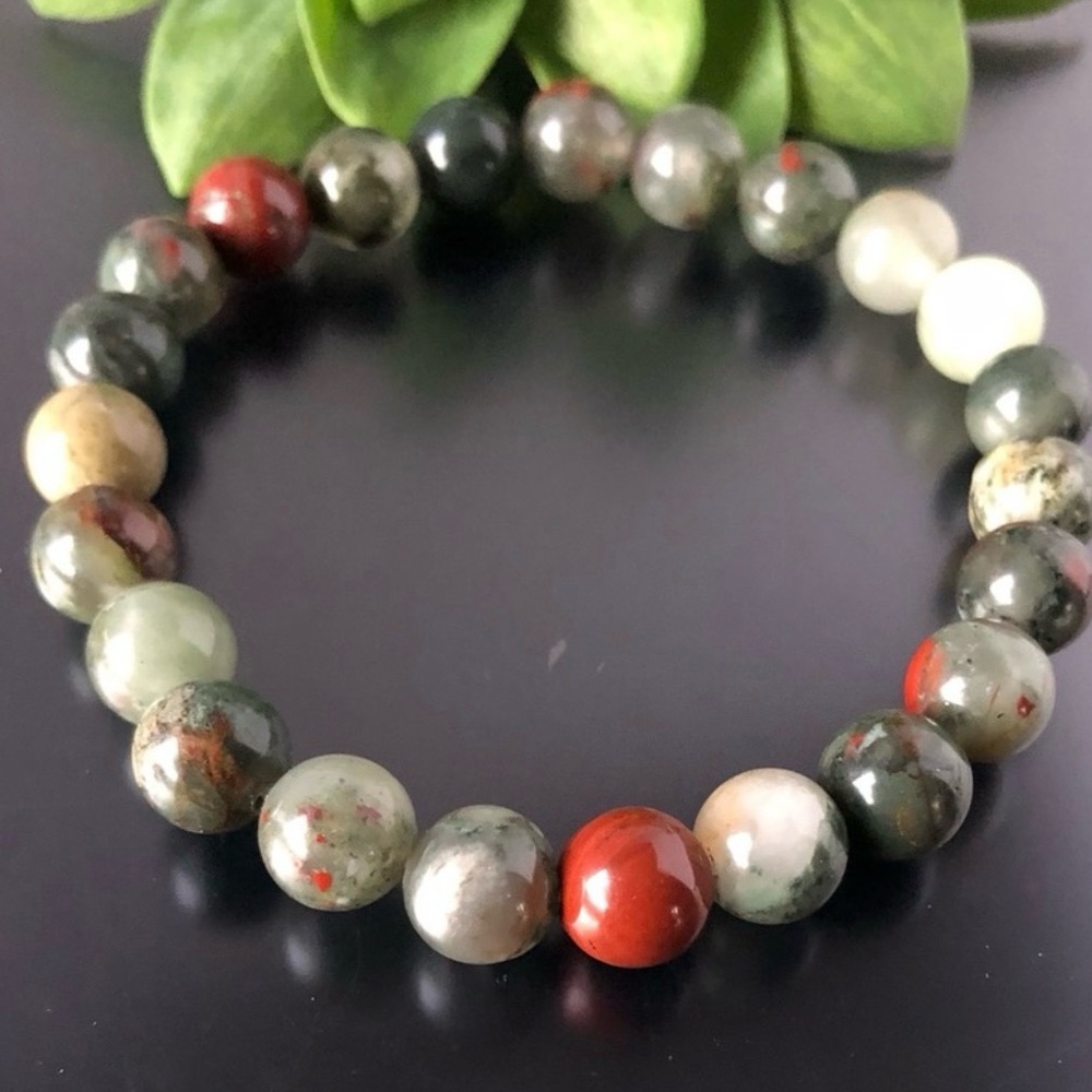 Elegant African Bloodstone Multicolor Beaded Bracelet